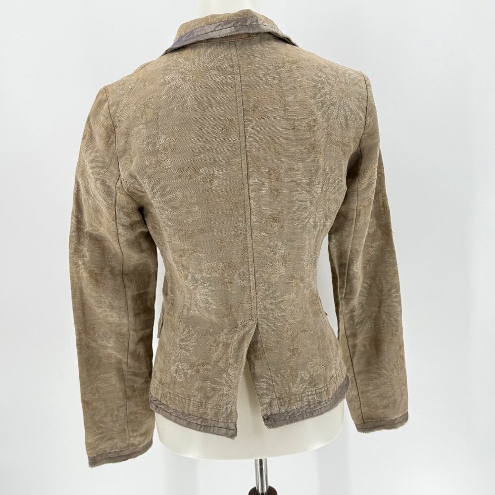 Tandem Womens Beige Floral Patterned Linen-Blend Blazer Jacket Size 34 - Picture 2 of 13